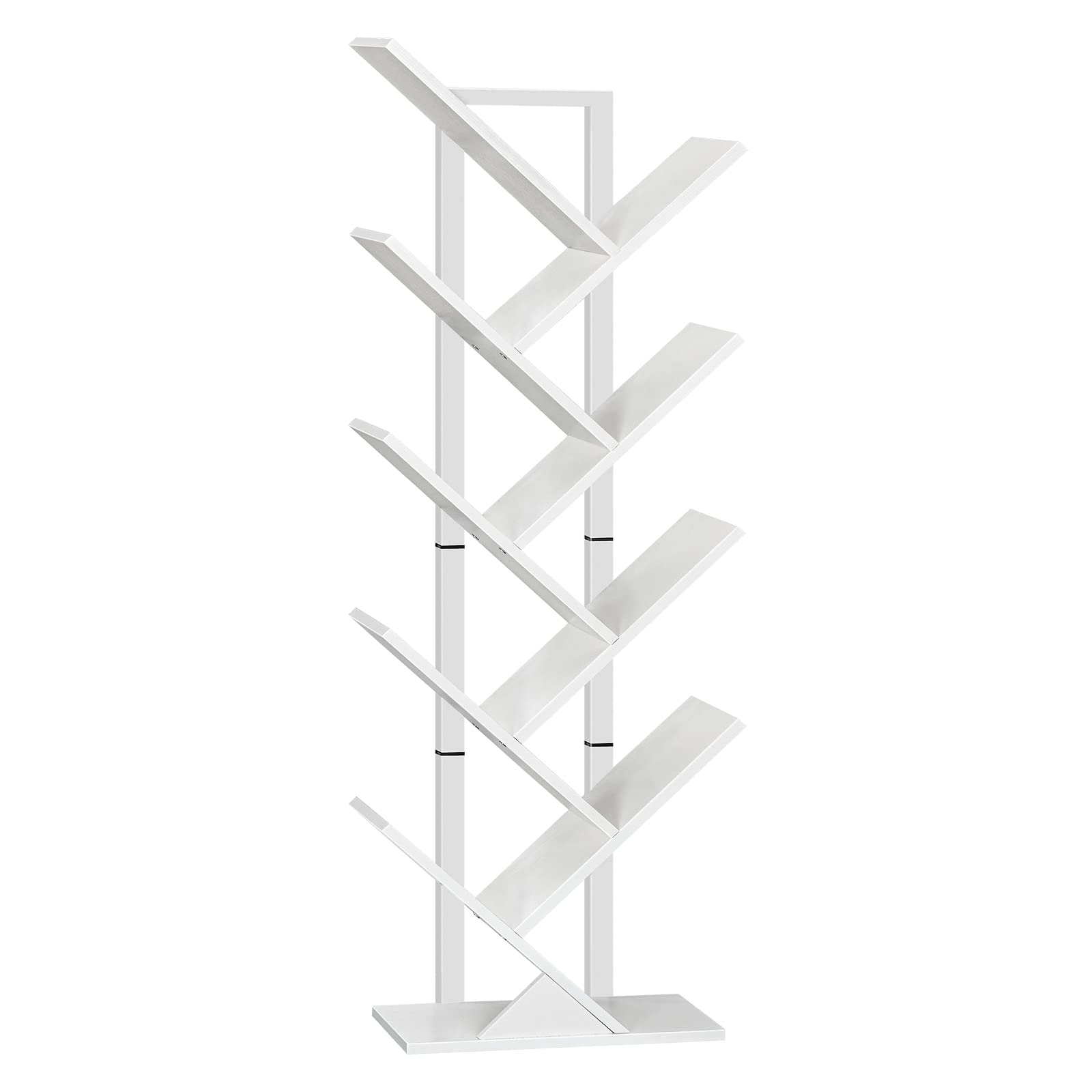 HOOBRO Tree Bookshelf Tall, 9-Tier Floor Standing Book Shelf, Tall Bookcase for CDs Albums, for Living Room, Greige and Black EBG08SJ01G1