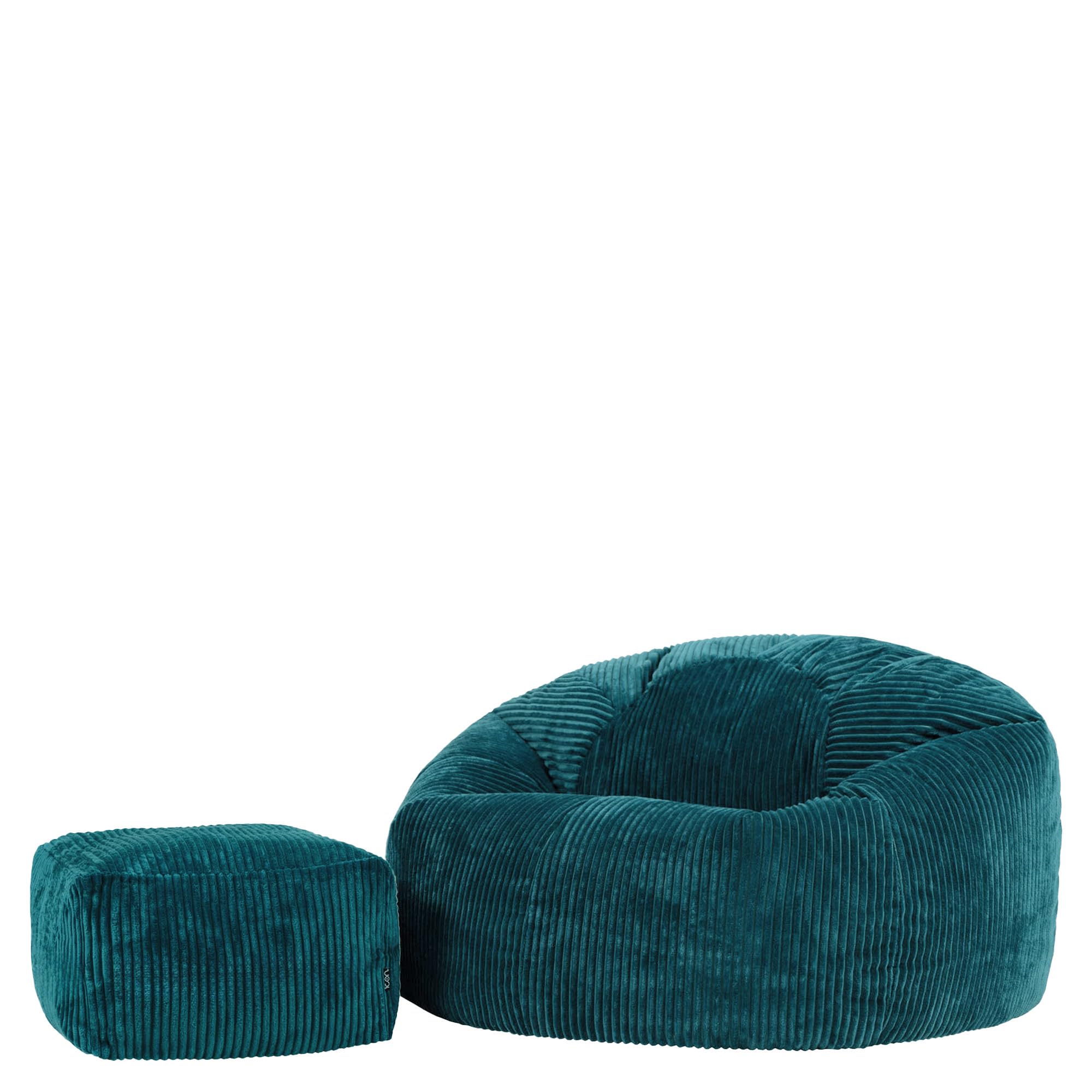 icon Kingston Cord Bean Bag, Beige, Large Adult Bean Bag Chair with Filling Included, Comfy Chair, Living Room Furniture, Bedroom Furniture