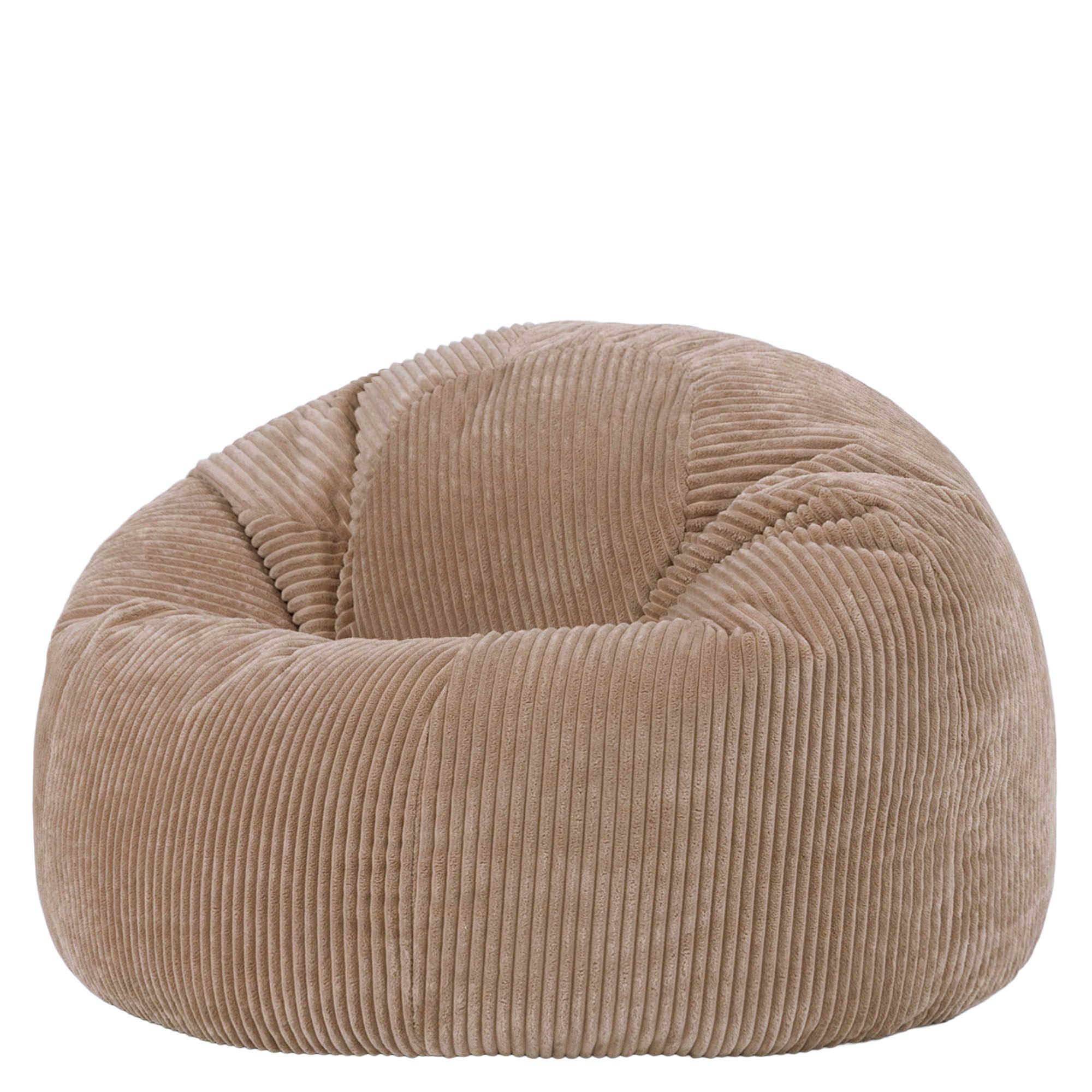icon Kingston Cord Bean Bag, Beige, Large Adult Bean Bag Chair with Filling Included, Comfy Chair, Living Room Furniture, Bedroom Furniture